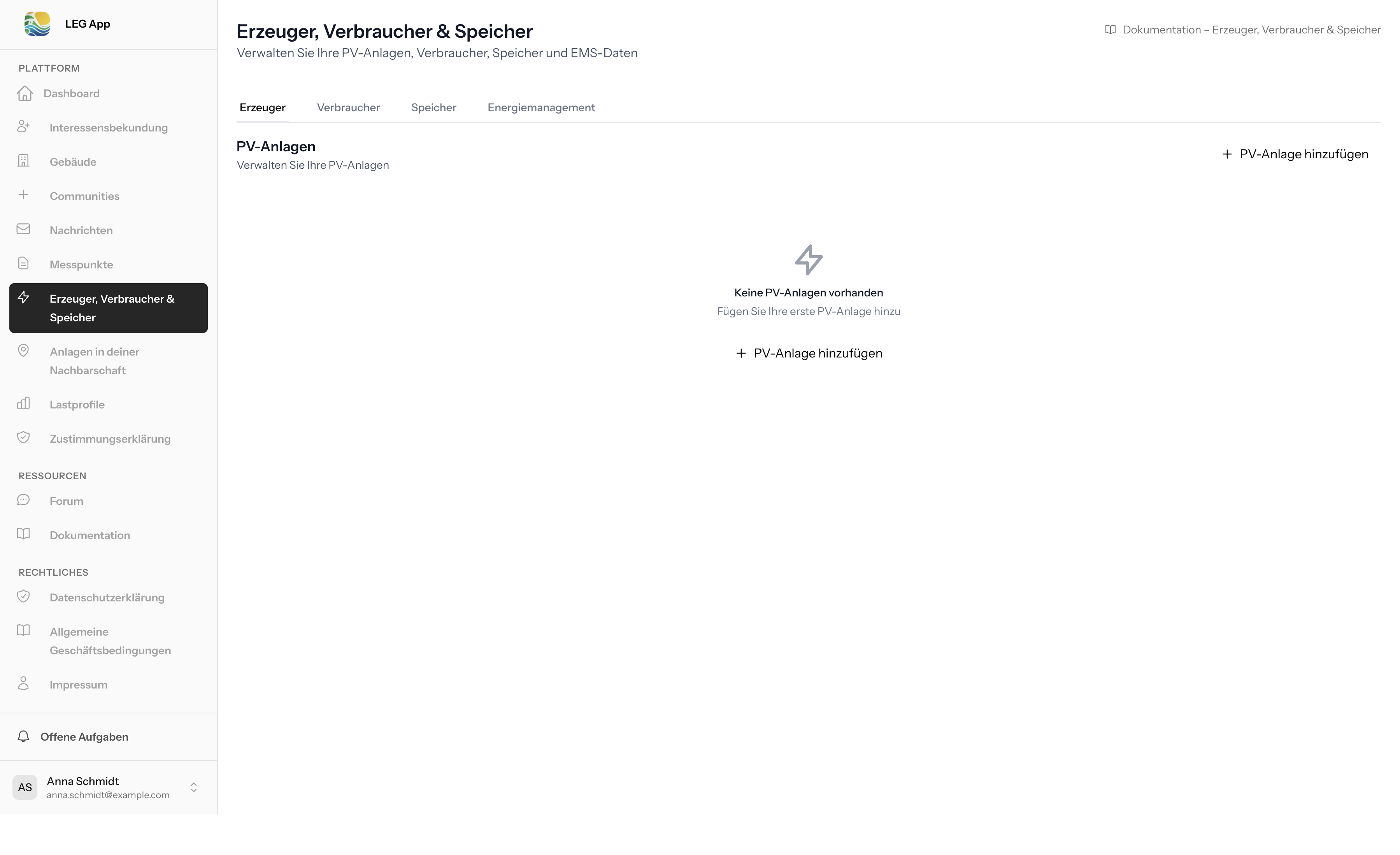 Erzeuger & Verbraucher Übersicht