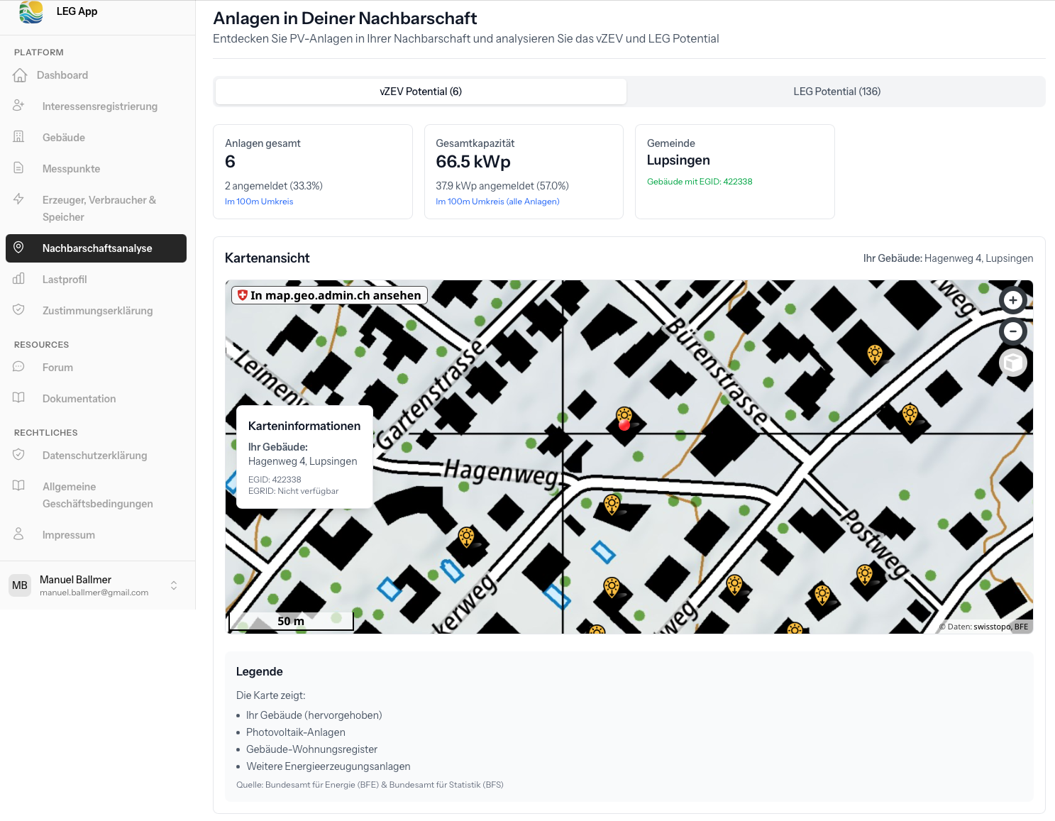 Nachbarschaftsanalyse – vZEV Karte